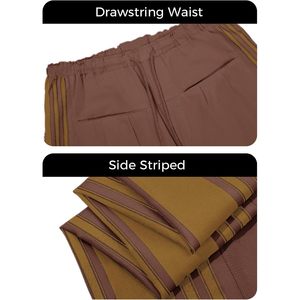 Pantalones Anchos de Mujer Fisoew, Cintura Alta, Rayados, Estilo Palazzo, con Bolsillos, Color Marrón, Transpirables, Estilo Casual - Product Image 5