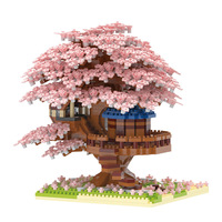 Bloques Educativos para Niños, Casa del Árbol Sakura, Bloques Pequeños, Modelo de Construcción Creativa para Ensamblar, Adorno de Escritorio