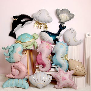 Nouveaux Ballons en Aluminium Thème Sirène Animaux Marins, Forme Coquillage Mat et Baleine, Ballons Hélium Mylar pour Fournitures de Fête d'<span class=keywords><strong>Anniversaire</strong></span> - Product Image 3