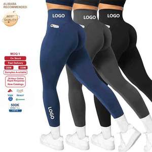 Échantillon gratuit ODM OEM personnalisé pantalon de yoga sans couture avec lifting des fesses pantalon de fitness extensible leggings d'exercice avec poches pour femmes - Product Image 1