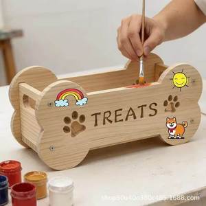 Estante de Almacenamiento de Premios para Perros de Madera, Organizador de Escritorio con Forma de Hueso, a Prueba de Polvo, Estación de Alimentación Multiusos para Mascotas - Product Image 3