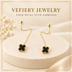 Wholesale Black Vintage Stainless Steel Flower <b>Chain</b> <b>Stud</b> <b>Earrings</b> Gold Plated Party Jewelry - Product Image 1