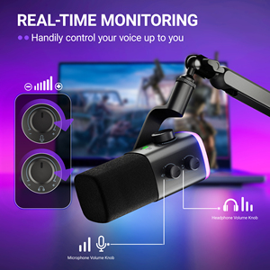ไมโครโฟนบันทึกเสียง <span class=keywords><strong>FIFINE</strong></span> AM9 RGB Dynamic XLR/<span class=keywords><strong>USB</strong></span> Type-<span class=keywords><strong>C</strong></span> พร้อมปุ่มปิดเสียง/ปรับระดับเสียง สำหรับพีซี สตรีมมิ่ง สตูดิโอ ไมโครโฟนระดับมืออาชีพ - Product Image 5