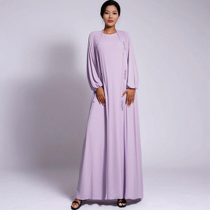 Ramadan EID Islamic Abaya Set 2 Piece: Frente Aberta Diamante <span class=keywords><strong>Cardigan</strong></span> Vestido para Modestas Mulheres Muçulmanas - Product Image 2