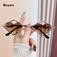 Boyarn Unique en forme de coeur creux Steampunk lunettes personnalisé métal cadre sans monture femmes hommes dégradé lunettes de soleil