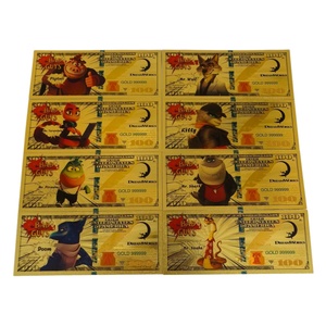 Tarjeta de anime de polímero con diseño personalizado gratuito, personaje de Los Villanos, billete con baño de oro. - Product Image 1