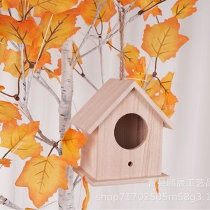 Casa de Pájaros de Madera, Forma Cuadrada Pequeña, Nido Cálido para Mascotas, Decoración Colgante para Interiores y Exteriores - Product Image 2