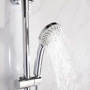 Barato básicos Wras baño montado en la superficie 2 expuestos termostático Bar latón cromado ducha de agua grifo mezclador grifo