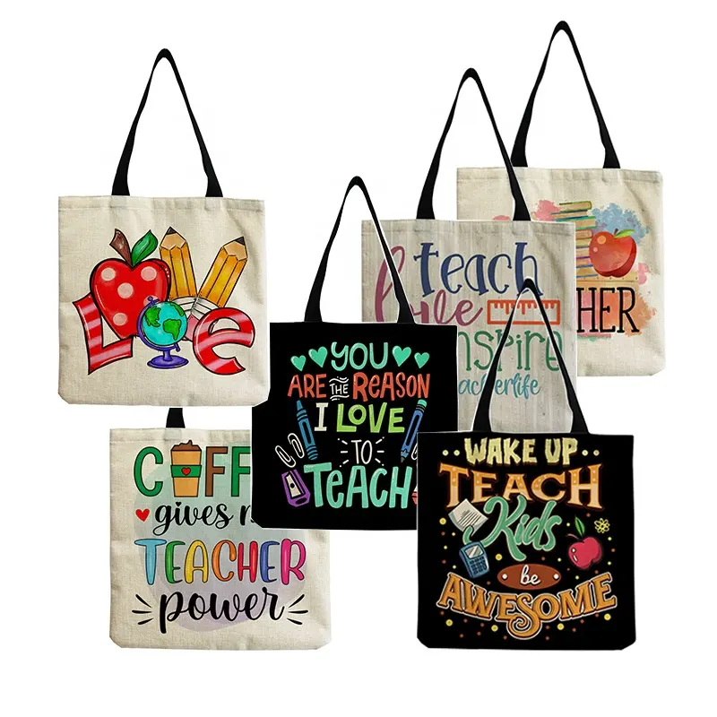 Wholesale Small MOQ Customized Teacher' s Day Gift Lovely Big Size Handle Bag Hand Bags For Teacher Gift Item Accessories.