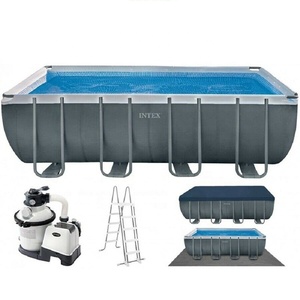<strong>Intex</strong> 26356 Ultra 18FTx 9FT X 52IN Ultra XTR Rectangular Frame <strong>Pool</strong> With Solar Cover, <strong>Ladder</strong>, Ground Cloth, and 120V 1,200 GP