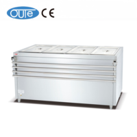 Bain-marie électrique commercial OUTE à 4 bacs avec tiroir chauffe-plats en acier inoxydable, table chauffante pour buffet