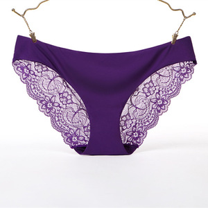 Usine directe femmes Sexy évider Bikini sans couture sous-vêtements glace soie slips Invisible dentelle culotte Sexi filles matures culottes - Product Image 5