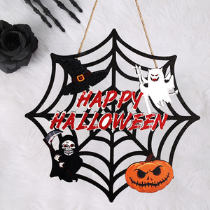 Panel Decorativo de Madera Personalizado para Halloween con Diseño de Araña y Fantasma, Ideal para Decoración de Patio, Hogar, Fiestas y Festividades - Product Image 1