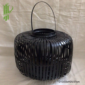 Pantalla de Lámpara de Bambú Tejida Ecológica / Jaula Decorativa de Bambú Negro con Asa, Bajo MOQ, Gran Venta 2026 - Product Image 5