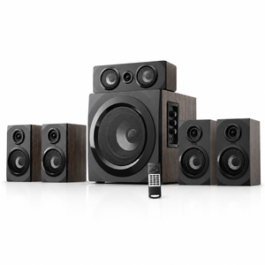Rich Layered Surround Wooden Full Range Home Theater Sound Ensemble Mains Powered Multi Channel Bass <b>Speaker</b> Kit with Bluetooth - Product Image 2
