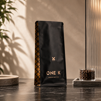Sacs à café personnalisés Packfortune, fond plat noir mat, avec fermeture éclair, emballage alimentaire de qualité alimentaire, vente en gros