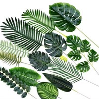 Tanaman Monstera Buatan Daun Palem Hijau Ramah Lingkungan Paket Multi-buah untuk Dekorasi Pengaturan Meja Pernikahan Rumah Grosir