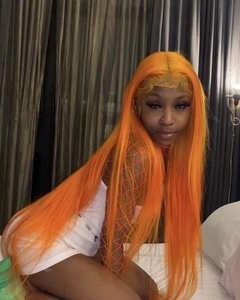 Peluca naranja de cabello humano Real Rubio 613 de alta calidad, Peluca de pelo liso de hueso sin pegamento de Color personalizado, peluca Frontal con cierre de encaje - Product Image 3