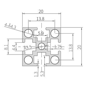 2020อัดขึ้นรูปอะลูมิเนียมแบบ <span class=keywords><strong>T</strong></span>-Slot ขนาด20x20 V แบบอะลูมิเนียมอุตสาหกรรม - Product Image 3