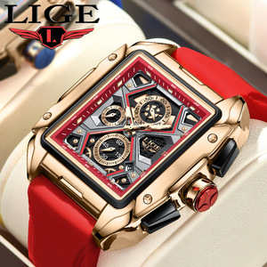 Montre homme LIGE 8981, nouveau design 2024, montre carrée pour homme, montre sport quartz chronographe, montre homme étanche - Product Image 1