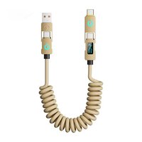 2025 nouveaux produits 240w 4-en-1 affichage numérique ressort rétractable câble de charge rapide en alliage de Zinc 2 mètres câble USB Type C