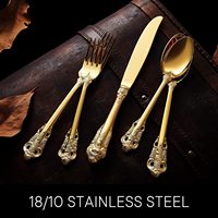 Fabricants d'argenterie royale de luxe en acier inoxydable 304 fourchettes couteaux couverts vintage de banquet ensemble de couverts pour mariage