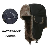 Chapeau d'hiver pour homme, style militaire, casquette de pilote avec protège-oreilles, coupe-vent, pour temps froid, chapeau de patrouille en fourrure d'aviateur