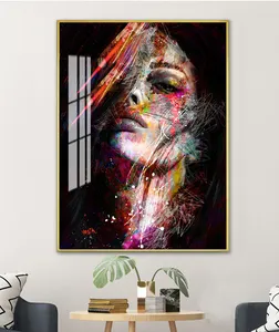 Girl Painting Living Room Wall Decor Abstract Graffiti Girl Canvas Pop Canvas Home Decor Crystal Porcelain Paintings