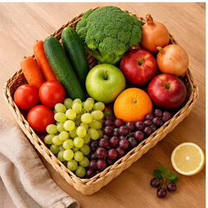 Handwoven Water Hyacinth <b>Storage</b> Basket Rectangle Handmade Organizer Bin for Fruits <b>Vegetables</b> Kitchen Countertop Pantry - Product Image 4