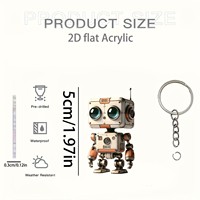 Nouveau porte-clés robot dessin animé 2D en acrylique à grands yeux avec impression UV pour décorations créatives de Noël