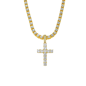 Silver Plated Stainless Steel <b>Cross</b> Pendant Necklace Beaded <b>Chain</b> Zircon Hip Hop Party Jewelry for Men Women - Product Image 3