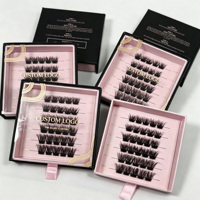 En gros, Faux cils à presser en cheveux synthétiques sans nœuds, Clusters de cils pré-collés, Emballage personnalisé