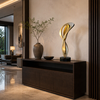 Sculpture moderne abstraite en acier inoxydable poli doré, couleurs personnalisées, statue artistique pour la décoration de jardin, d'hôtel et de paysage