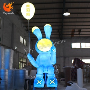 हल्के-अप ट्रेंडी खरगोश फाइबरग्लास मूर्तिकला, मॉल इंटरनेट-प्रसिद्ध चेक-इन आभूषण, वाणिज्यिक आईपी छवि सजावट - Product Image 4