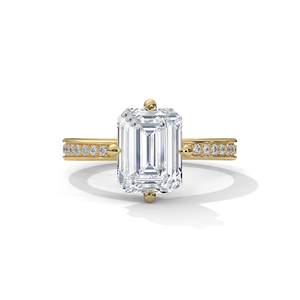 Bague de fiançailles romantique et tendance pour femme en or jaune 10k 14k avec diamant de laboratoire taille émeraude pureté VVS VS pour mariage et anniversaire - Product Image 1