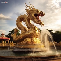 Ville luxe paysage décor métal Bronze sculpter chinois Dragon Statue grand laiton or Loong Sculpture cascade fontaine d'eau