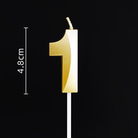 Bougies d'anniversaire numérotées en or 0-9, paquet individuel, bougies décoratives métalliques pour gâteau, pour enfants et adultes, décoration de fête d'anniversaire, vente en gros
