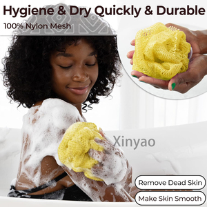 Custom Logo Nylon Shower Genuine African Exfoliating Net <strong>Sponge</strong> <strong>Bath</strong> <strong>Sponge</strong> with Knots Ropes Back Scrubber Exfoliation Washcloth - Product Image 4