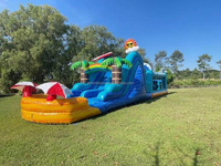 Toboggan gonflable géant et château gonflable combinés pour jeux en plein air, qualité commerciale pour location commerciale, aire de jeux gonflable