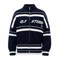 Pull en mohair à fourrure duveteuse à double fermeture éclair, vêtements de rue décontractés à épaules tombantes pour hommes, fabricant de vêtements personnalisés