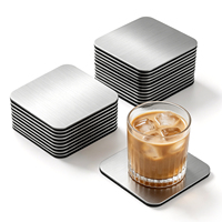 Ensemble de sous-verres modernes en acier inoxydable brossé, sous-verres en métal antidérapants avec base en EVA pour la protection des tasses à café et des tables de bar