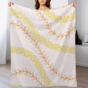 Tropical Hawaii Minky Blanket Seamless Designs Puakenikeni Pikake Lei Curve Lei Flower Hawaiian <strong>Throws</strong> Blankets <strong>for</strong> <strong>Bed</strong> - Product Image 4