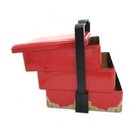 Boîte cadeau en métal personnalisée de grande capacité, carré empilé avec poignée rétractable, emballage de conteneur en étain pour biscuits macarons