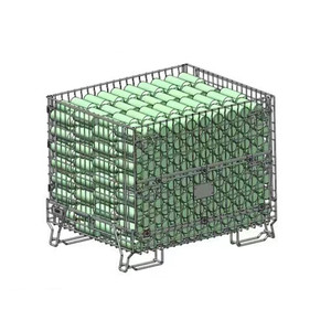 Nhiệm Vụ Nặng Nề Đóng Mở Có Thể Gập Lại Lưu Trữ Lồng <span class=keywords><strong>Euro</strong></span> Pallet 4 Lớp <span class=keywords><strong>Stackable</strong></span> Dây <span class=keywords><strong>Container</strong></span> Cho Hậu Cần - Product Image 2