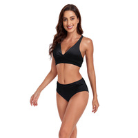 2026 Nieuwe Halter V-hals Wikkel Bikini Set Dames Hoge Taille Buikcontrole Kleurblok Print Push-up 2-delig Zwempak Verwijderbaar