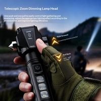 Lampe torche LED puissante à lumière intense, longue autonomie, rechargeable, portable, multifonctionnelle, marteau de sécurité en ABS pour l'extérieur