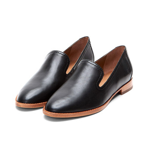 Chaussures en cuir véritable pour femmes, avec semelle intérieure rembourrée, faciles à enfiler, grandes tailles, style smoking slippers - Product Image 2