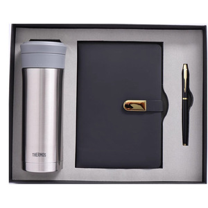 Set de regalo empresarial de taza térmica, cuaderno y bolígrafo metálico para uso en la oficina y el hogar - Product Image 3