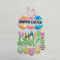 Patchs de Pâques thermocollants personnalisés, motifs lapin, œuf, lettres, broderie grande taille à paillettes et sequins pour vêtements, t-shirts, sweats à capuche, vestes, gilets