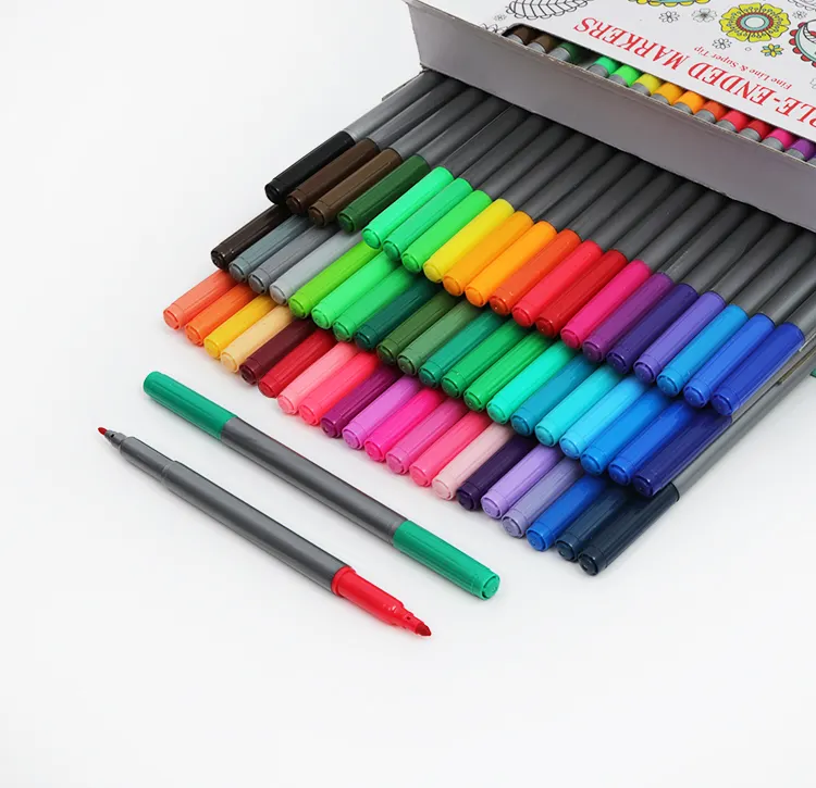 60 Kleuren Twee Tips Vilt Water Kleur Borstel Pen, Milieubescherming Water Kleur Pen